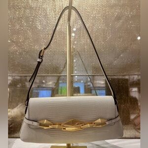 Jimmy Choo White Shoulder Bag with Gold Accent